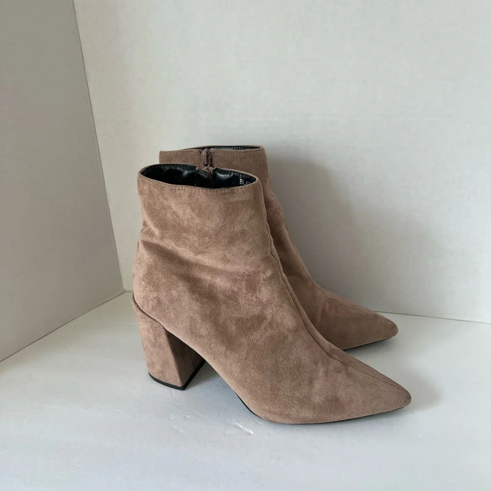 Fashion Nova Tan Suede Ankle Booties
